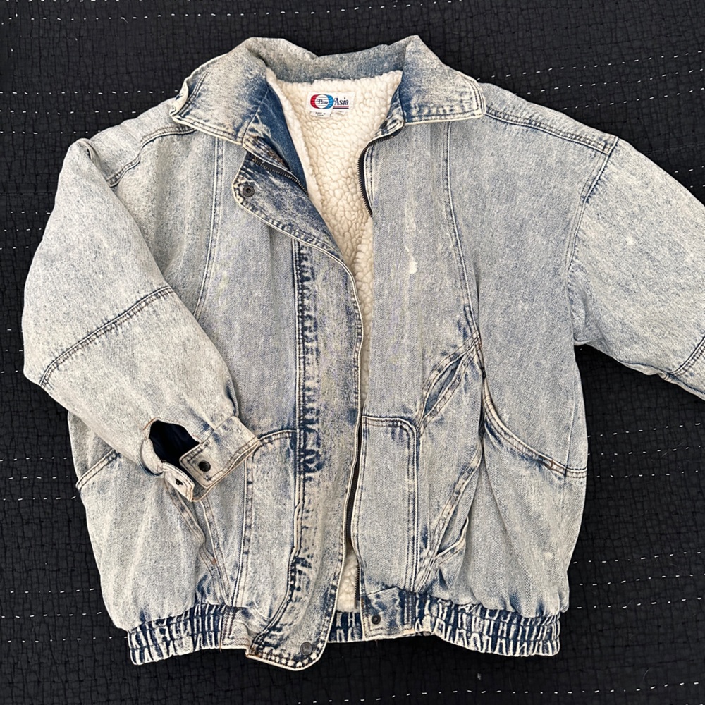 Pan Asia Vintage Denim Jacket with Sherpa Lining